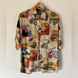 Reyn Spooner Vintage Sunset Magazine Aloha Short Sleeve Button-Up Hawaiian Shirt